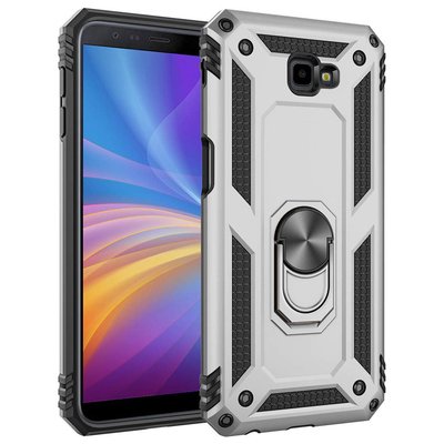 Microsonic Samsung Galaxy J4 Core Kılıf Military Ring Holder Gümüş