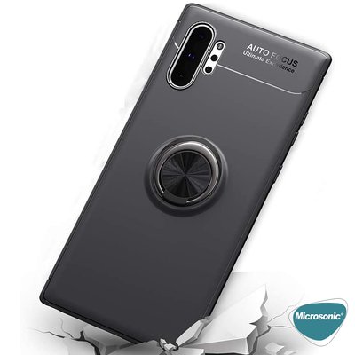 Microsonic Samsung Galaxy Note 10 Plus Kılıf Kickstand Ring Holder Kırmızı