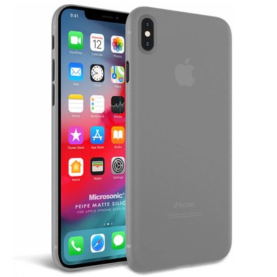 Microsonic Apple iPhone XS Max Kılıf Peipe Matte Silicone Gri