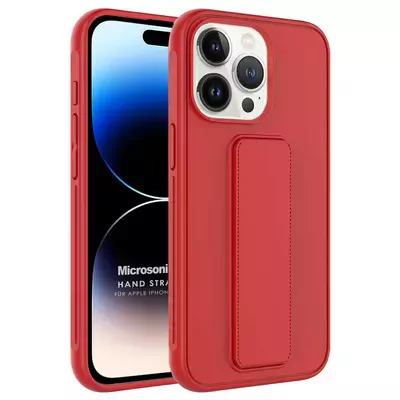 Microsonic Apple iPhone 15 Pro Kılıf Hand Strap Kırmızı