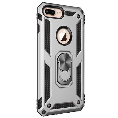 Microsonic Apple iPhone 7 Plus Kılıf Military Ring Holder Gümüş