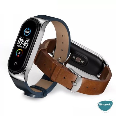 Microsonic Xiaomi Mi Band 6 Kordon Leather Wrist Strap Siyah