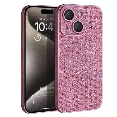 Microsonic Apple iPhone 15 Kılıf Bling Rhinestones Pembe