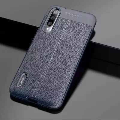 Microsonic Xiaomi Mi A3 Kılıf Deri Dokulu Silikon Lacivert