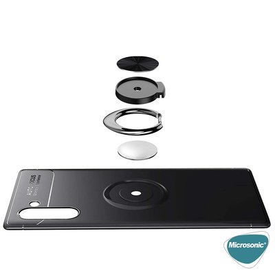 Microsonic Samsung Galaxy Note 10 Kılıf Kickstand Ring Holder Lacivert