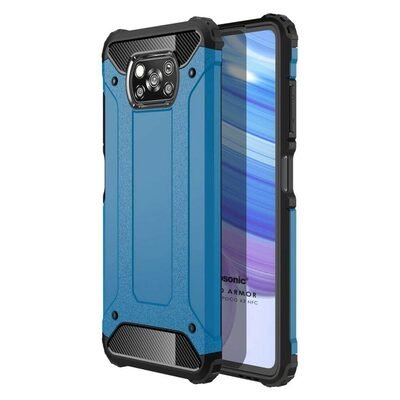 Microsonic Xiaomi Poco X3 NFC Kılıf Rugged Armor Mavi