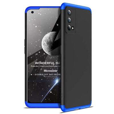 Microsonic Oppo A74 4G Kılıf Double Dip 360 Protective AYS Siyah Mavi