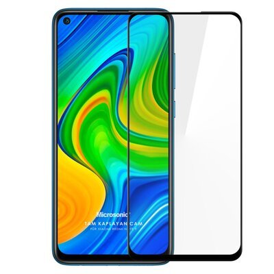 Microsonic Xiaomi Redmi Note 9 Kavisli Temperli Cam Ekran Koruyucu Film Siyah