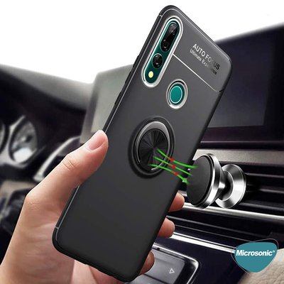 Microsonic Huawei Y9 Prime 2019 Kılıf Kickstand Ring Holder Kırmızı