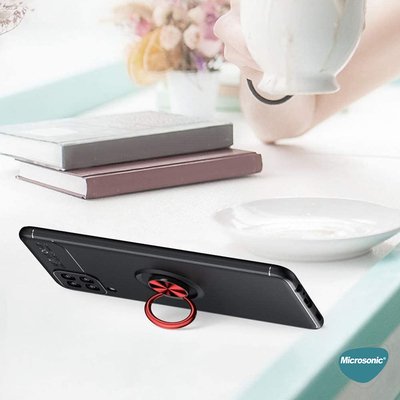 Microsonic Samsung Galaxy A12 Kılıf Kickstand Ring Holder Lacivert