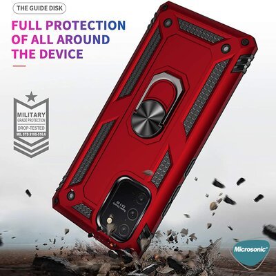 Microsonic Samsung Galaxy S10 Lite Kılıf Military Ring Holder Gümüş