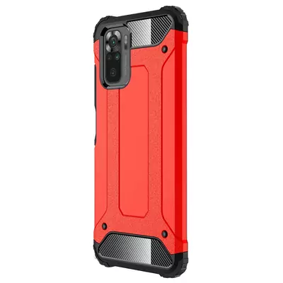 Microsonic Xiaomi Redmi Note 10S Kılıf Rugged Armor Kırmızı