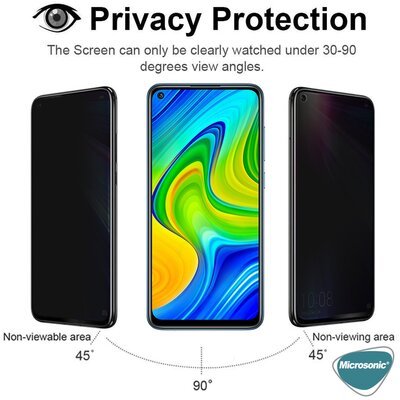 Microsonic Xiaomi Redmi Note 9 Invisible Privacy Kavisli Ekran Koruyucu Siyah