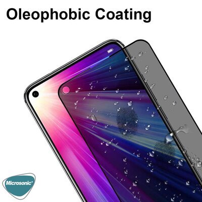 Microsonic Xiaomi Redmi Note 9 Invisible Privacy Kavisli Ekran Koruyucu Siyah