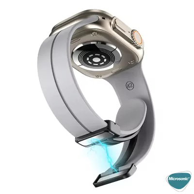 Microsonic Apple Watch SE 3 44mm Kordon Ribbon Line Koyu Yeşil