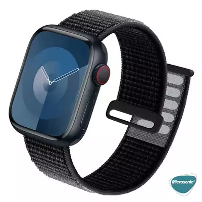 Microsonic Apple Watch Series 10 42mm Hasırlı Kordon Woven Koyu Pembe