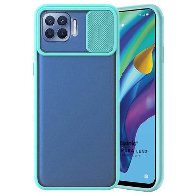 Microsonic Oppo Reno 4 Lite Kılıf Slide Camera Lens Protection Turkuaz