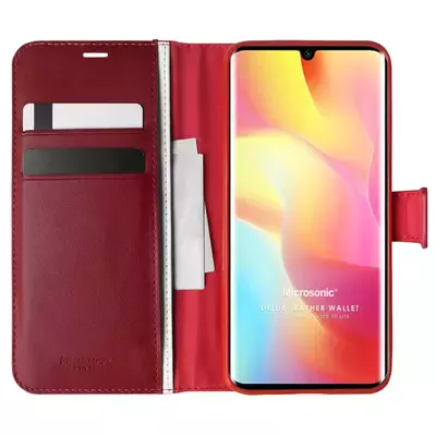 Microsonic Xiaomi Mi Note 10 Lite Kılıf Delux Leather Wallet Kırmızı