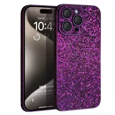 Microsonic Apple iPhone 14 Pro Max Kılıf Bling Rhinestones Mor