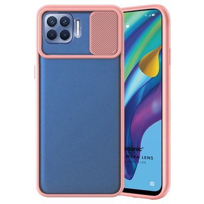 Microsonic Oppo Reno 4 Lite Kılıf Slide Camera Lens Protection Rose Gold