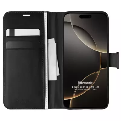 Microsonic Apple iPhone 17 Pro Kılıf Delux Leather Wallet Siyah