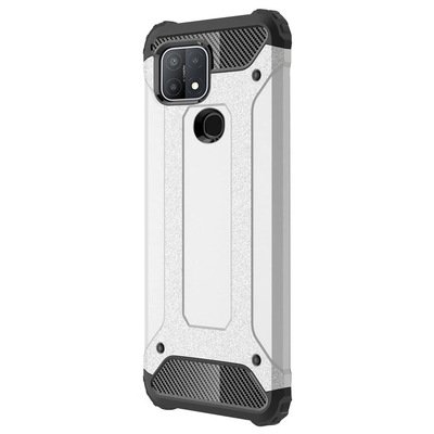 Microsonic Oppo A15 Kılıf Rugged Armor Gümüş