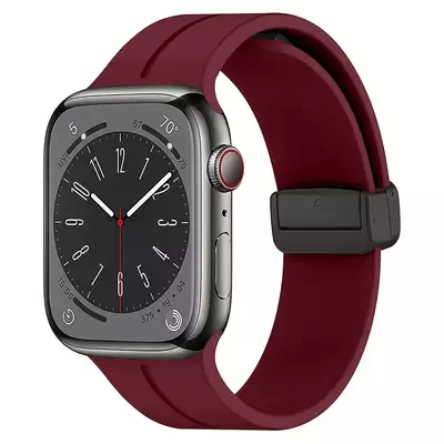 Microsonic Apple Watch SE 3 44mm Kordon Ribbon Line Bordo