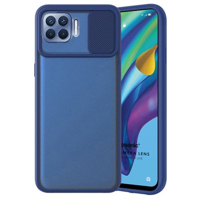 Microsonic Oppo Reno 4 Lite Kılıf Slide Camera Lens Protection Lacivert