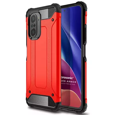 Microsonic Xiaomi Redmi K40 Pro Kılıf Rugged Armor Kırmızı