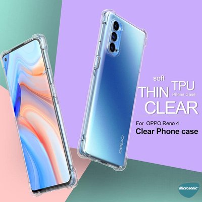 Microsonic Oppo Reno 4 Kılıf Anti Shock Silikon Şeffaf