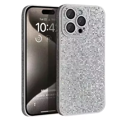 Microsonic Apple iPhone 14 Pro Kılıf Bling Rhinestones Gümüş