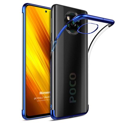 Microsonic Xiaomi Poco X3 NFC Kılıf Skyfall Transparent Clear Mavi