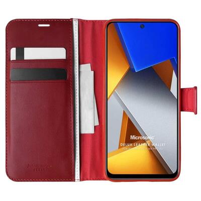 Microsonic Xiaomi Redmi Note 11T Kılıf Delux Leather Wallet Kırmızı