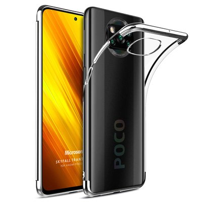 Microsonic Xiaomi Poco X3 NFC Kılıf Skyfall Transparent Clear Gümüş