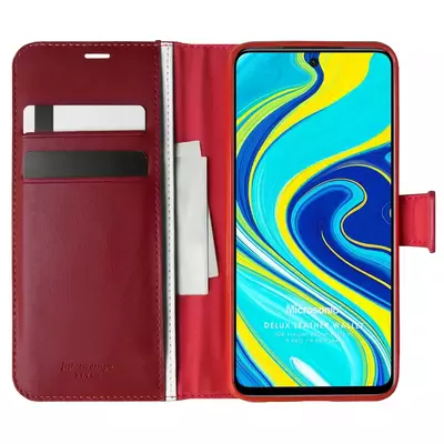 Microsonic Xiaomi Redmi Note 9 Pro Max Kılıf Delux Leather Wallet Kırmızı