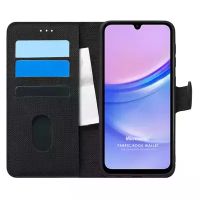 Microsonic Samsung Galaxy A16 Kılıf Fabric Book Wallet Siyah