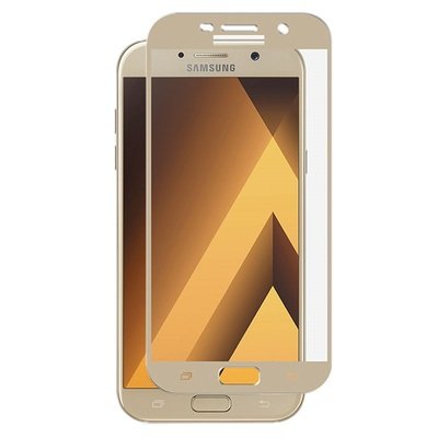 Microsonic Samsung Galaxy A7 2017 Kavisli Temperli Cam Ekran Koruyucu Film Gold