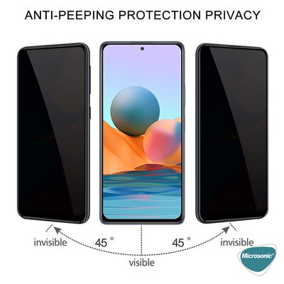 Microsonic Xiaomi Redmi Note 10 5G Invisible Privacy Kavisli Ekran Koruyucu Siyah