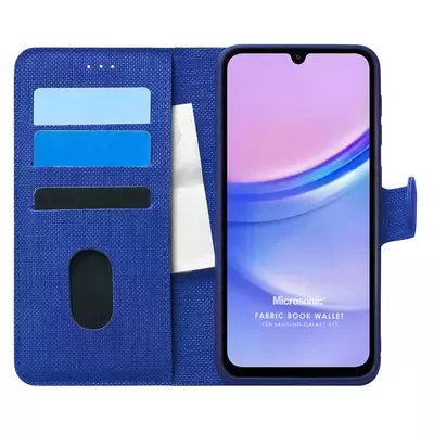 Microsonic Samsung Galaxy A16 Kılıf Fabric Book Wallet Lacivert