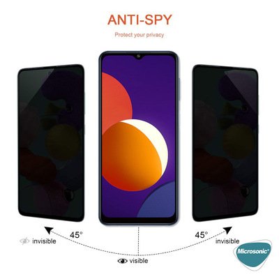 Microsonic Samsung Galaxy M12 Invisible Privacy Kavisli Ekran Koruyucu Siyah