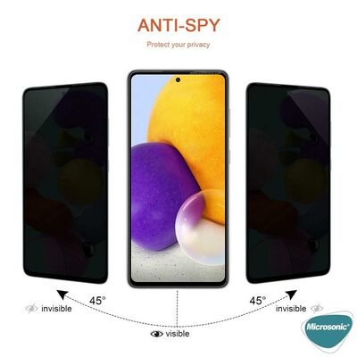 Microsonic Samsung Galaxy A72 Invisible Privacy Kavisli Ekran Koruyucu Siyah