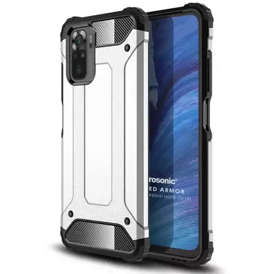 Microsonic Xiaomi Poco M5s Kılıf Rugged Armor Gümüş