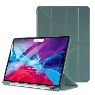 Microsonic Apple iPad Pro 11`` 2022 4. Nesil Kılıf (A2759-A2435-A2761-A2762) Origami Pencil Koyu Yeşil