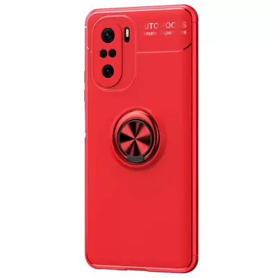 Microsonic Xiaomi Redmi K40 Pro Kılıf Kickstand Ring Holder Kırmızı