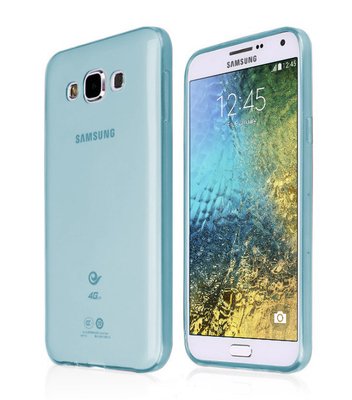 CaseUp Samsung Galaxy E7 Kılıf Transparent Soft Mavi