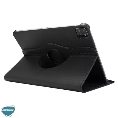 Microsonic Apple iPad Pro 11`` 2022 4. Nesil Kılıf (A2759-A2435-A2761-A2762) 360 Rotating Stand Deri Siyah