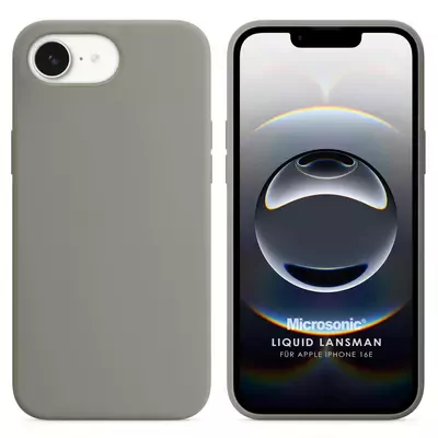 Microsonic Apple iPhone 16e Kılıf Liquid Lansman Silikon Taş Gri