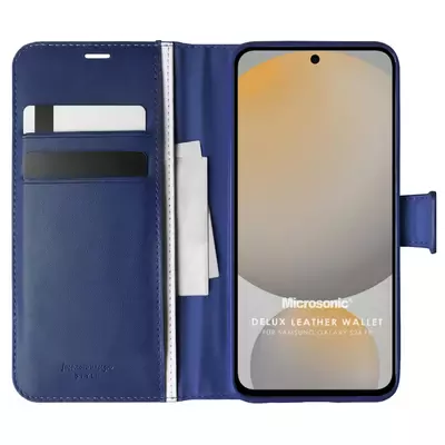 Microsonic Samsung Galaxy S24 FE Kılıf Delux Leather Wallet Lacivert