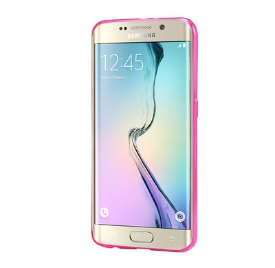 CaseUp Samsung Galaxy S6 Edge Kılıf Transparent Soft Pembe