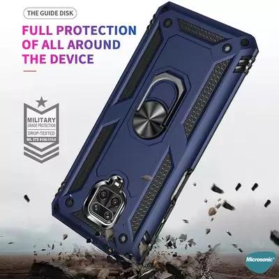 Microsonic Xiaomi Redmi Note 9 Pro Kılıf Military Ring Holder Siyah